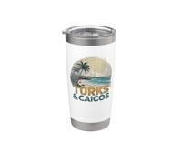 Retro Turks & Caicos Paisaje Vintage Souvenir Vaso térmico de acero inoxidable de doble pared