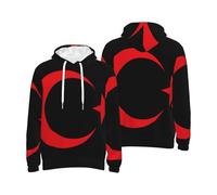 Retro Turquía Emblema Nacional Línea Emblema Nacional Estampado Hoodie Hombre Sudadera Cómoda Pullover para Hombre Cordón Casual Sudaderas con Capucha para Uso Diario Actividades De Ocio