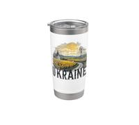 Retro Ucrania Paisaje Vintage Recuerdo Vaso térmico de acero inoxidable de doble pared