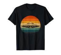 Retro UFO Platillo Volador Vintage Sunset Conspiración Teoría Camiseta