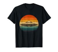 Retro UFO Platillo Volador Vintage Sunset Conspiración Teoría Camiseta gráfica económica