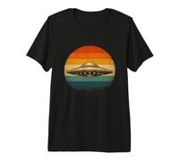 Retro UFO Platillo Volador Vintage Sunset Conspiración Teoría Camiseta Premium