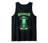 Retro UFO Sandía Abducción Ciencia Ficción Verano Camiseta sin Mangas