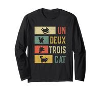 Retro Un Deux Trois Gato Divertido Gato Vintage Gatito Amante Manga Larga