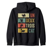 Retro Un Deux Trois Gato Divertido Gato Vintage Gatito Amante Sudadera con Capucha
