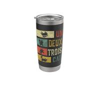 Retro Un Deux Trois Gato Divertido Gato Vintage Gatito Amante Vaso térmico de acero inoxidable de doble pared