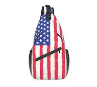 Retro USA Flag Sling Backpack Crossbody Chest Bag Daypack para Viajes de Senderismo