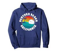 Retro Ventura Beach & Surf Graphic 80's Vibe Graphic Sudadera con Capucha, Unisex para Adultos, Azul Marino, XL