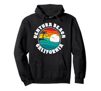 Retro Ventura Beach & Surf Graphic 80's Vibe Graphic Sudadera con Capucha, Unisex para Adultos, Negro, XL