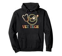 Retro Vet Tech - Estetoscopio con diseño de Huellas Sudadera con Capucha