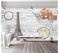 Retro Vetas De Madera Torre Mapa Del Mundo Estampado 3D Papel Pintado Pared Fácil Instalación Oficina Sala Estar Sofá Dormitorio TV Fondos Decoración-200cm×140cm