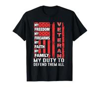 Retro Veterano Libertad Fe Familia Patriótico Orgullo Militar Camiseta