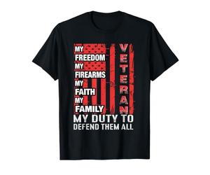 Retro Veterano Libertad Fe Familia Patriótico Orgullo Militar Camiseta