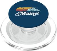Retro Vibe Maine Vintage Mountains & Sun PopSockets PopGrip para MagSafe