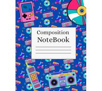 Retro Vibes composition Notebook: Notagics 90s design with seamless pattern in background for Kids,Girls,Boys,Adults