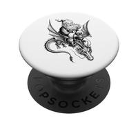 Retro Viking Pagan Christmas - Dragón gótico clásico de Papá Noel PopSockets PopGrip Adhesivo