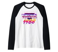 Retro Vintage 80s Born In 1988 38 Years Old 38th Birthday Camiseta Manga Raglan