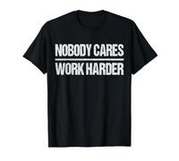 Retro, Vintage, a Nadie le Importa, Trabaja más Duro Camiseta gráfica económica, Hombre, Negro, M