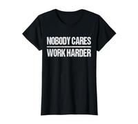 Retro, Vintage, a Nadie le Importa, Trabaja más Duro Camiseta gráfica económica, Mujer, Negro, M