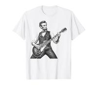Retro Vintage Abraham Lincoln Abe Lincoln Playing Guitar Men Camiseta gráfica económica, Hombre, Blanco, S