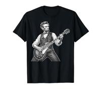 Retro Vintage Abraham Lincoln Abe Lincoln Playing Guitar Men Camiseta gráfica económica, Hombre, Negro, S