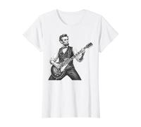 Retro Vintage Abraham Lincoln Abe Lincoln Playing Guitar Men Camiseta gráfica económica, Mujer, Blanco, XS