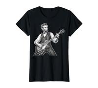 Retro Vintage Abraham Lincoln Abe Lincoln Playing Guitar Men Camiseta gráfica económica, Mujer, Negro, S