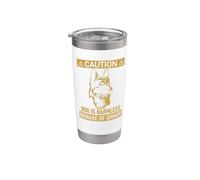 Retro Vintage Beware Dog Is Harmless Sign German Shepherd Vaso térmico de acero inoxidable de doble pared