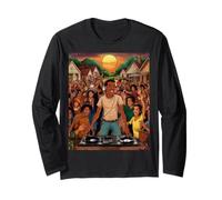 Retro Vintage DJ - HipHop Music Bronx Party Tee Manga Larga