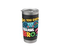 Retro Vintage Do You Even Brawl Bro Video Gamer Game Player Vaso térmico de acero inoxidable de doble pared