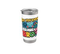 Retro Vintage Do You Even Brawl Bro Video Gamer Game Player Vaso térmico de acero inoxidable de doble pared
