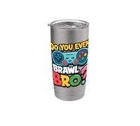 Retro Vintage Do You Even Brawl Bro Video Gamer Game Player Vaso térmico de acero inoxidable de doble pared