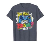 Retro Vintage Do You Even Brawl Bro Video Gamer Jugador De Juego Camiseta, Hombre, Azul Jaspeado, XL