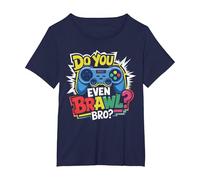 Retro Vintage Do You Even Brawl Bro Video Gamer Jugador De Juego Camiseta, Mujer Tallas Grandes, Azul Marino, 3XL Grande