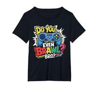 Retro Vintage Do You Even Brawl Bro Video Gamer Jugador De Juego Camiseta, Mujer Tallas Grandes, Negro, 2XL Grande
