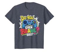 Retro Vintage Do You Even Brawl Bro Video Gamer Jugador De Juego Camiseta, Niños, Azul Jaspeado, 12 años