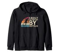 Retro Vintage Easily Distracted by Reptiles Funny Gecko Sudadera con Capucha