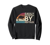 Retro Vintage Easily Distracted by Reptiles Funny Lizard Sudadera