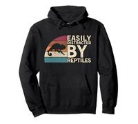Retro Vintage Easily Distracted by Reptiles Funny Lizard Sudadera con Capucha