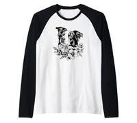 Retro Vintage Flowers Blue Merle Australian Shepherd Lover Camiseta Manga Raglan