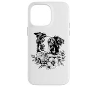 Retro Vintage Flowers Blue Merle Australian Shepherd Lover Carcasa para iPhone 14 Pro MAX