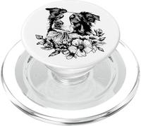 Retro Vintage Flowers Blue Merle Australian Shepherd Lover PopSockets PopGrip para MagSafe