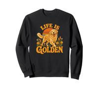 Retro Vintage Flowers Girls Womens Life Is Golden Retriever Sudadera