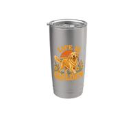 Retro Vintage Flowers Girls Womens Life Is Golden Retriever Vaso térmico de acero inoxidable de doble pared