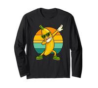 Retro Vintage Funny Banana Dab Dance Banana Fruit Dancing Manga Larga