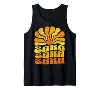 Retro Vintage Groovy Sun SARA Nombre Personalizado Estilo 70s Camiseta sin Mangas