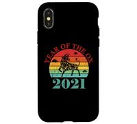 Retro Vintage Happy Chinese New Year of the Ox 2021 Carcasa para iPhone X/XS