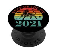 Retro Vintage Happy Chinese New Year of the Ox 2021 PopSockets PopGrip Adhesivo