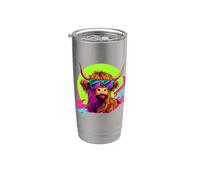 Retro Vintage Heifer Scottish Highland Cow Lover Vaso térmico de acero inoxidable de doble pared
