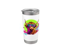 Retro Vintage Heifer Scottish Highland Cow Lover Vaso térmico de acero inoxidable de doble pared